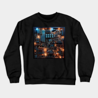 Cyber Circuit Cityscape Crewneck Sweatshirt